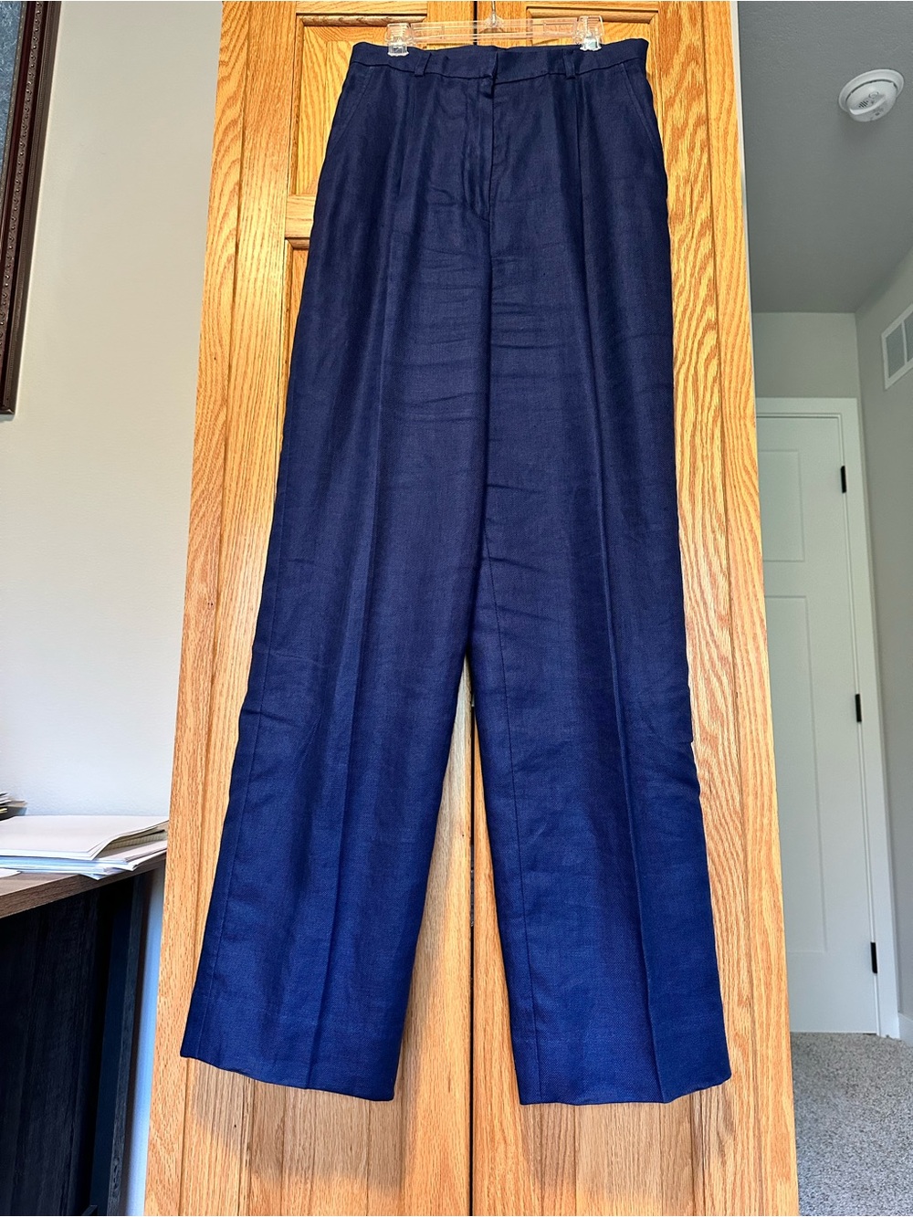 Ralph Lauren Navy Straight-Leg Dress Pants 100% linen fully lined with acetate 4